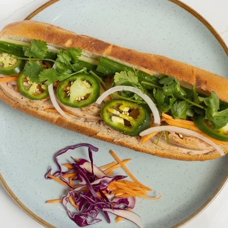 Lemongrass Grilled Chicken Sub banh mi on an 11 inch baguette at Bon Vietnamese Cuisine, Redstone, Calgary