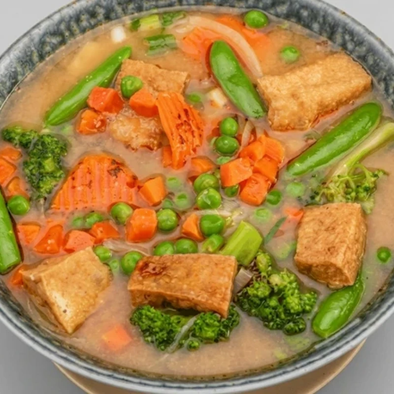 Veggie and Tofu Pho with vegetables and tofu in a light chicken broth at Bon Vietnamese Cuisine, Redstone, Calgary